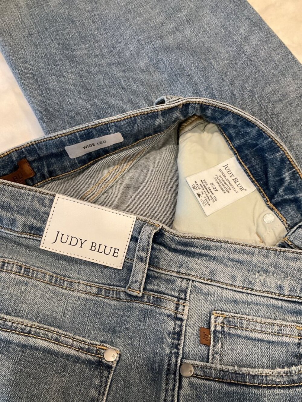 Judy Blue size 5 27W HR Wide Leg Distressed Vintage Washed Jeans NEW - Picture 6 of 9